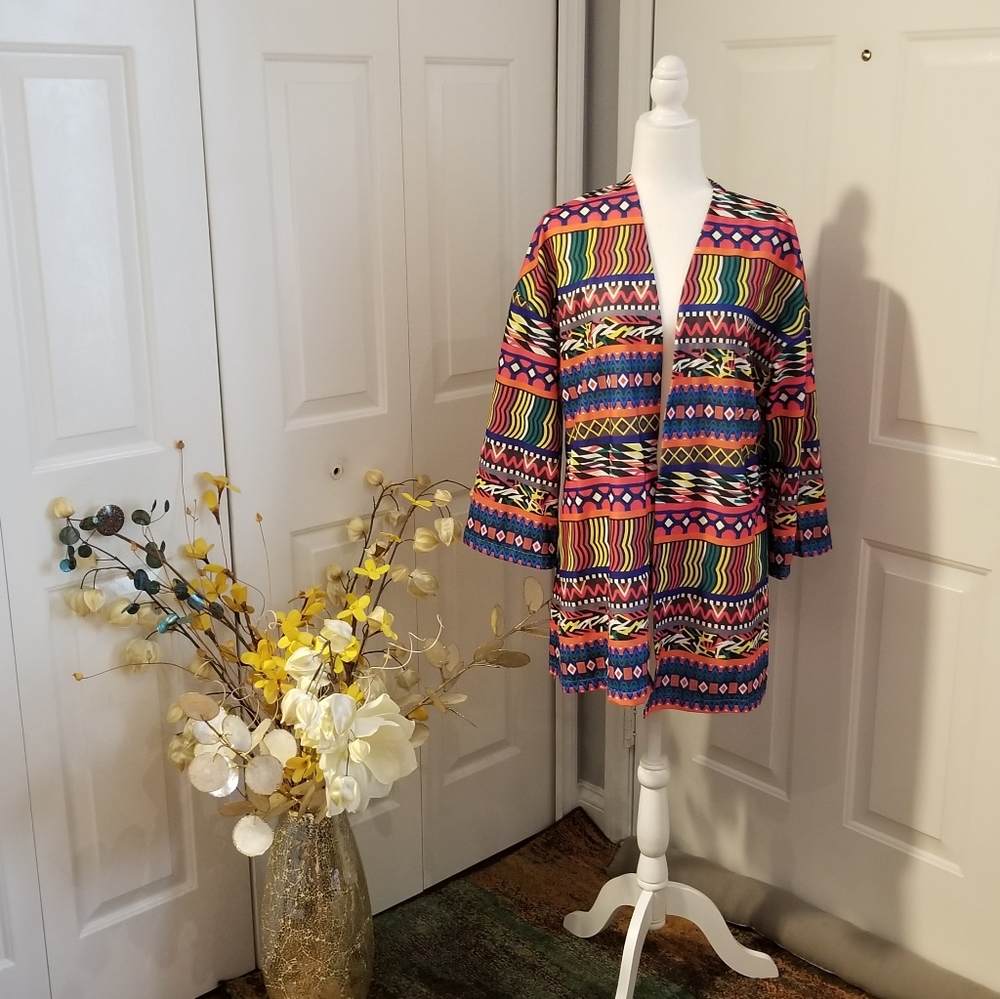 Order Plus ethnic print duster